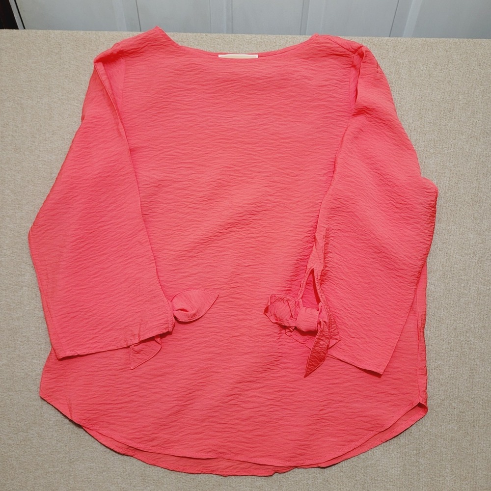Michael Kors‎ Women's Coral Blouse Size M Tie Sleeve 3/4 Sleeve Lightweight Top - Picture 3 of 7